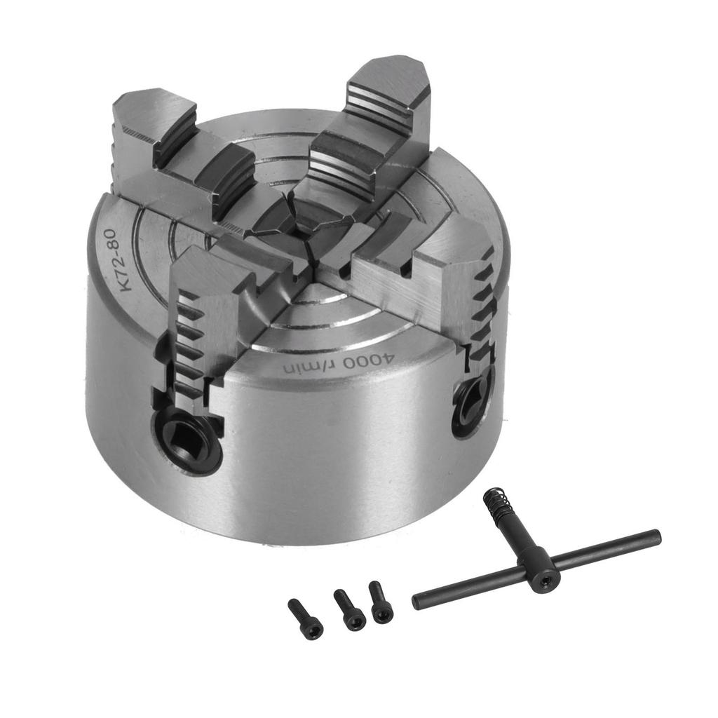 K72‑80 4 Backenfutter Schnellarbeitsstahl Manuelles Drehbankfutter DIY Drehbankzubehör 4000 U/min 80mm   3.15in