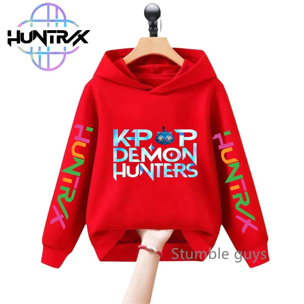 Girls and Children K-pop Devil Hunter Sweatshirt for Autumn and Winter Christmas, Warm and Soft Santa Claus Print Comfortable Pullover