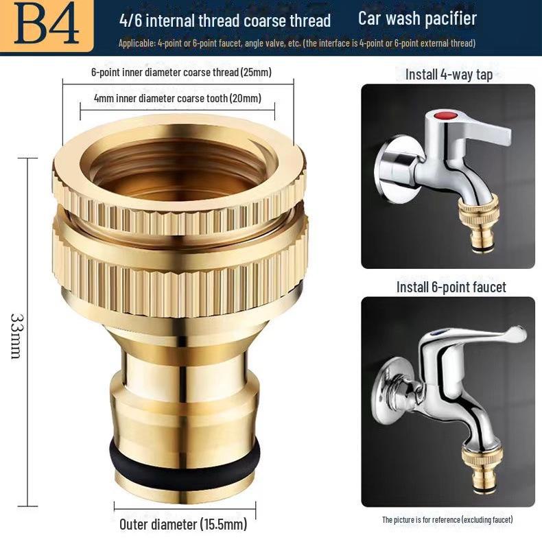 Kupfer 4-Punkt-Gewinde Standard-Wasserrohrgelenk für Waschmaschine und Autowaschpistole