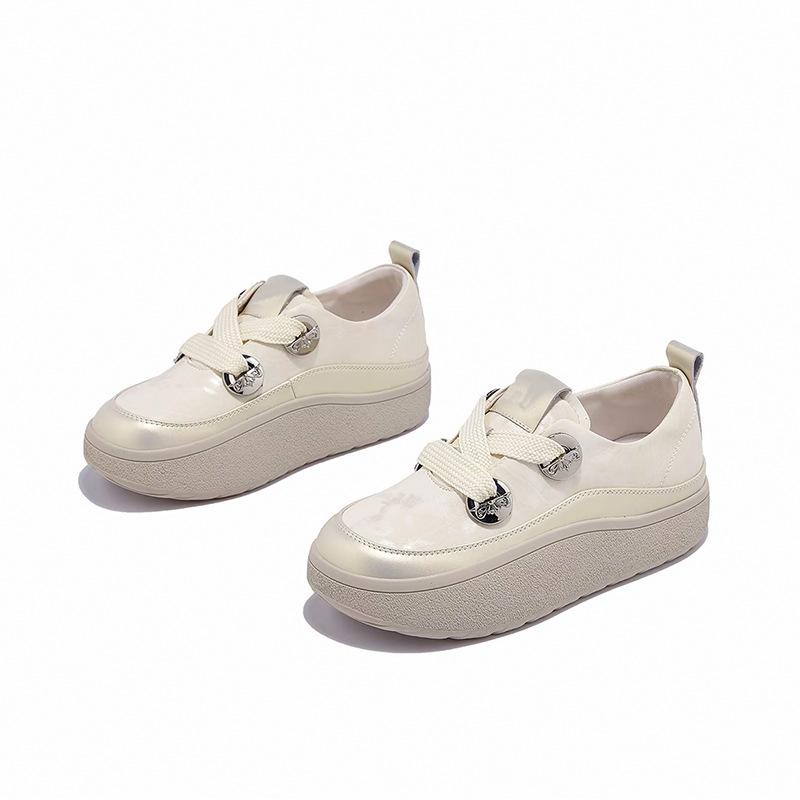 

Popular new casual little white shoes fashionable and comfortable platform muffin shoes versatile lace-up sports shoes 35 золотой
