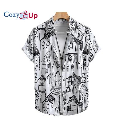 Men's Black and White Hand Painted Men's Short Sleeve Shirt Men's Shirt Summer 2025 New