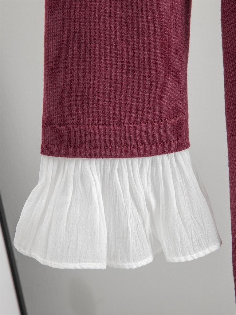 Autumn 2025 Fragrant Style Lapel Flared Sleeve Knitted Midi Dress