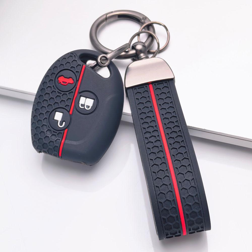 3 Button Silicone Key Fob Cover with Keychain for Ford Focus Fiesta Mondeo Fusion Escape, Fits Ford Focus Fiesta Mondeo Escape, Protective Accessory