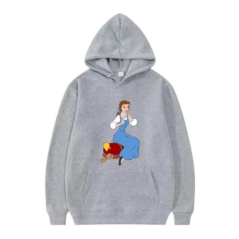 Disney Kráska a zvíře Princezna Vzor Dámské Volné Černé Podzimní Topy Oblečení Svetry Dámské Levné Y2k Mikiny Pánské Sportovní