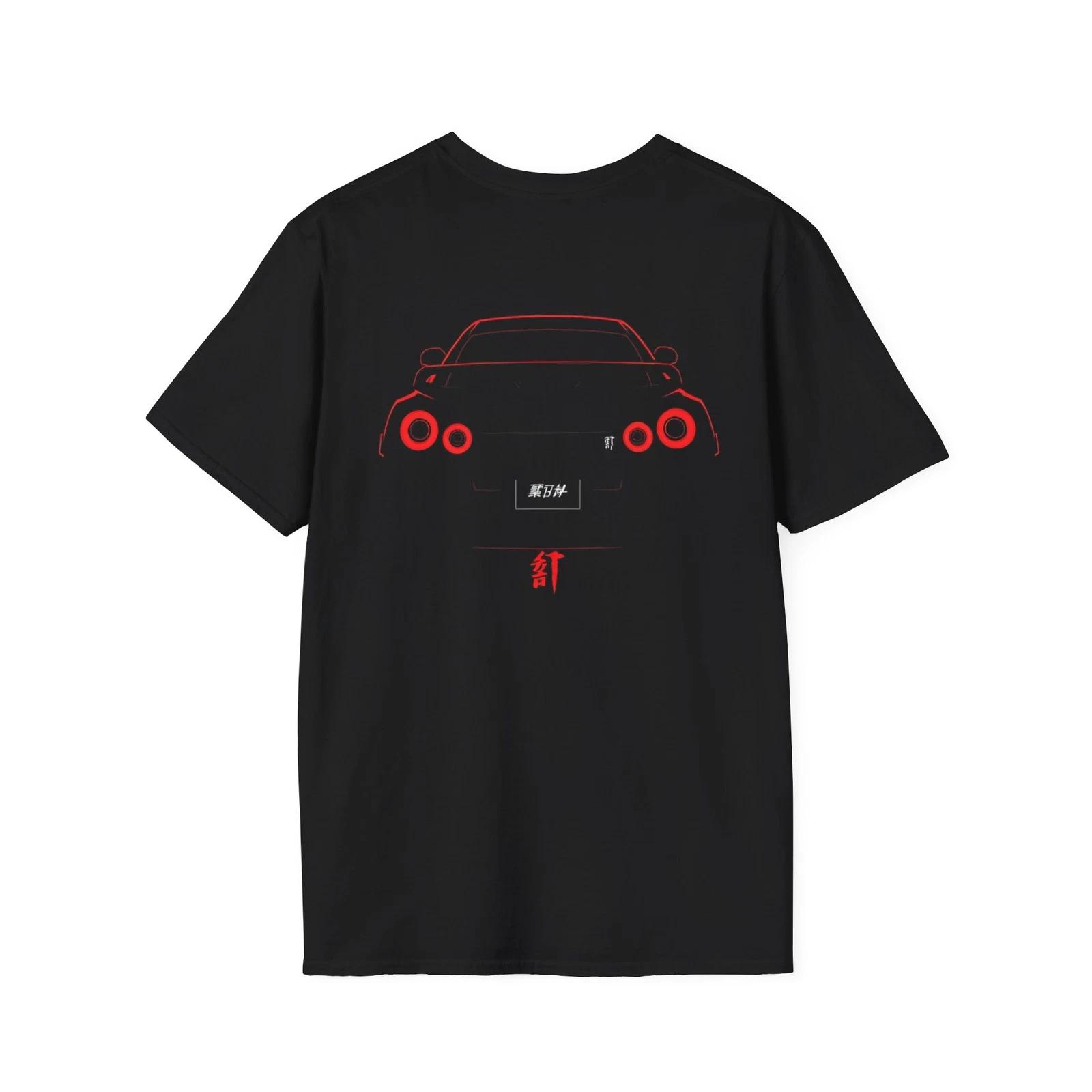 R35 GT-R Rear Outline T-Shirt JDM Red Taillights Kanji Graphic Tee S