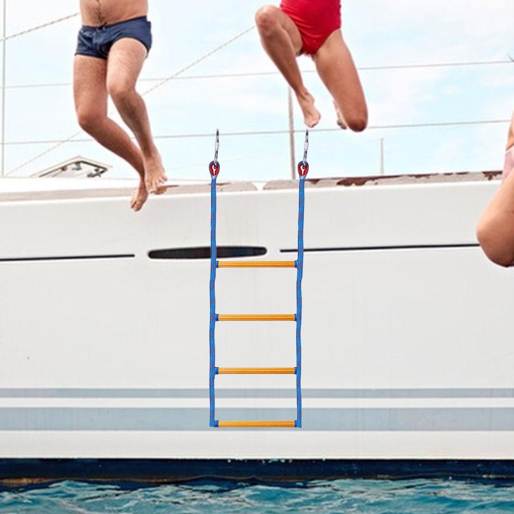 4 Step Boat Rope Ladder Folding Marine Rope Ladder Heavy Duty Climbing Rope Portable Rope Boarding Ladder