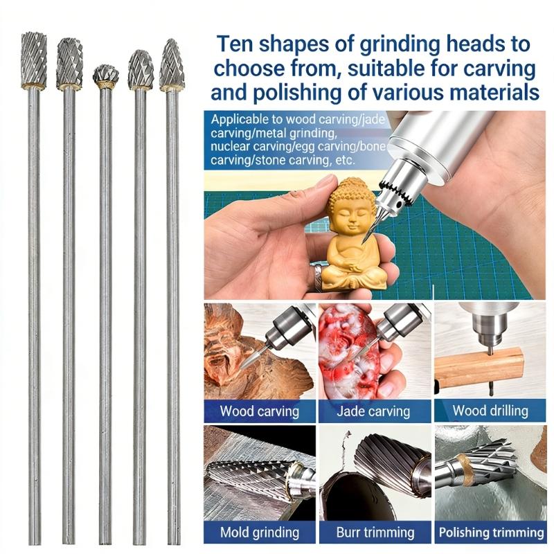5/10 Stück Rotationsfeile Grat Industrielegierung Rotationsfeilen Zylindrischer Schleifkopf Professionelles Metallbearbeitungswerkzeug