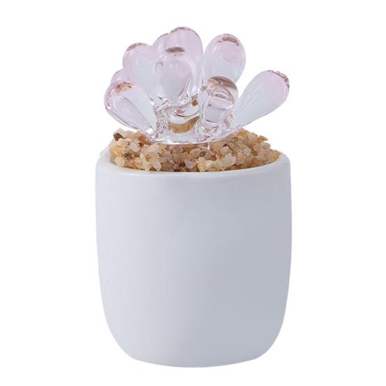 Cute Mini Faux Crystal Flower Figurine Collectible Hand Blown Glass Flower Ornament In Pot Gifts for Mother's Day Birthday Christmas