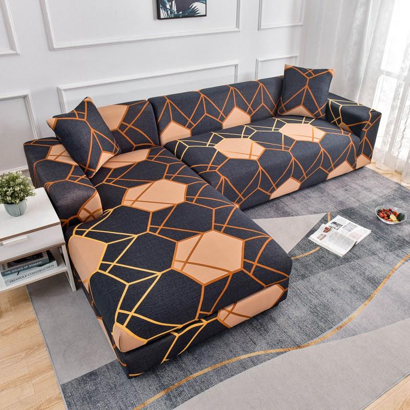 Geometric Sofa Covers For Living Roomastic Corner Couch Cover Sectional Corner L Shaped Chaise Longue Slipcover Funda De Sofá