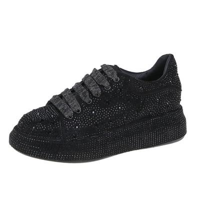 Damen Sportschuhe mit Strass Glitzerkristallen Freizeitschuhe Bequeme Plateauschuhe Vulkanisierte Schuhe Damen Sportschuhe