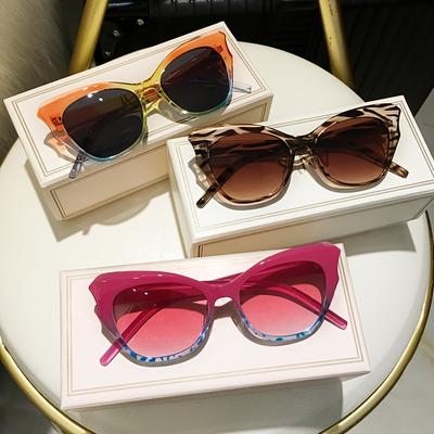 Katzenaugen-Sonnenbrille in Bonbonfarben, stilvolle Farbverlaufsbrille, Y2K-Brille, Vintage-Urlaubsaccessoires, Brille, nicht polarisiert, Modeaccessoire
