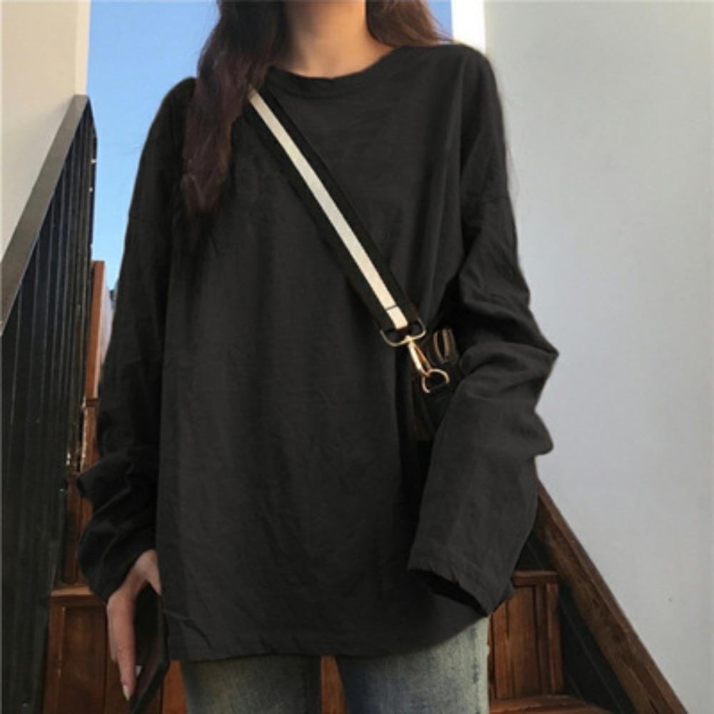 White Base Shirt for Autumn New Korean Style Women's Clothing Stylish Interior Solid Color Student Long Sleeved T-shirt Trendy