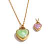 Yhpup Waterproof Fashion Colorful Double-Sided Enamel Heart Love Sweet Y2K Candy Pendant Necklace Women Stainless Steel Jewelry