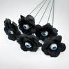 4Pcs/set Halloween Rose Flower Ground Pole Black Rose PVC Simulation Eyeball Flower DIY Garden Courtyard Halloween Decor Gifts