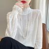 Spring Wool Women's Knitwear High Neck Fashion Pullover Top Bottom  Sweater