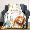 Jungle Animals With Space Gift Personalized Blanket Personalized Name Durable Comfort Great For Sofa Couch Office Bed Picnics Four Seasons