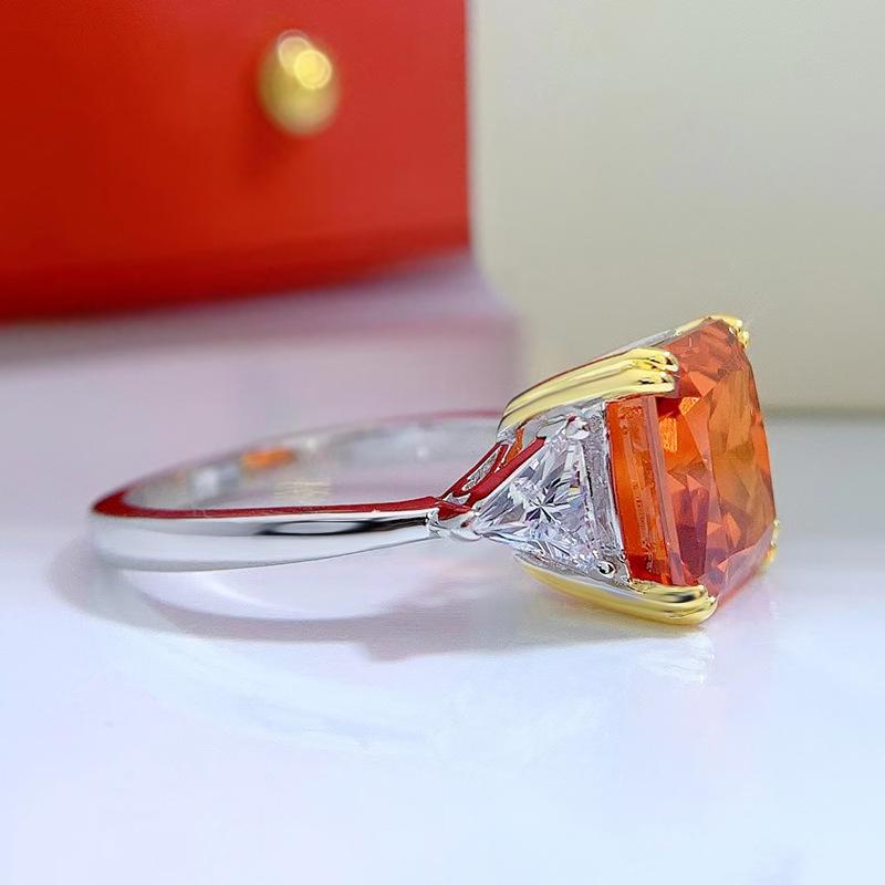 Luoxi Temple Padma Ice Flower Cut 925 Silver Ring with High Carbon Diamond for Women - European and American Minimalist Style