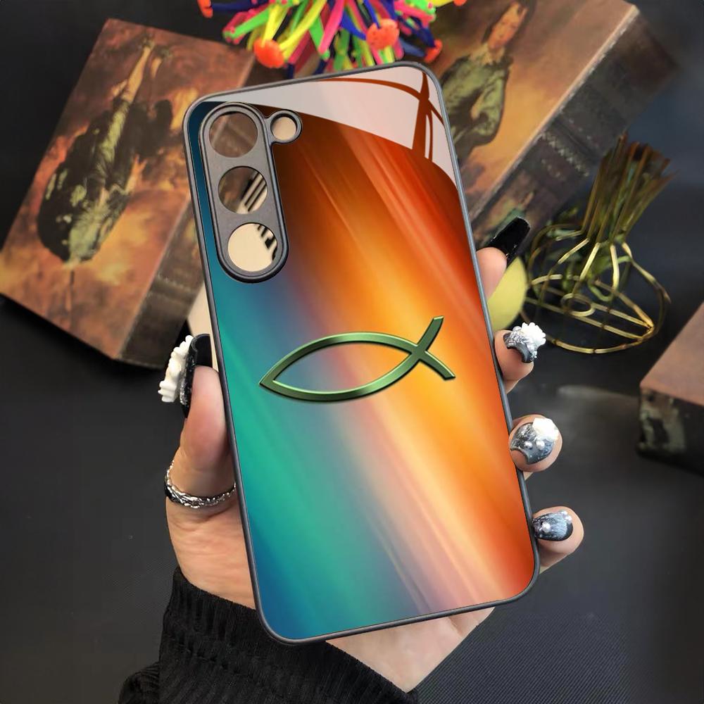 Fish Symbol Jesus Christ Christian Phone Case for Samsung Galaxy S24 S23 S22 S21 S20 A24 A34 A54 A53 Note20 M54 Fe Ultra Plus Gl