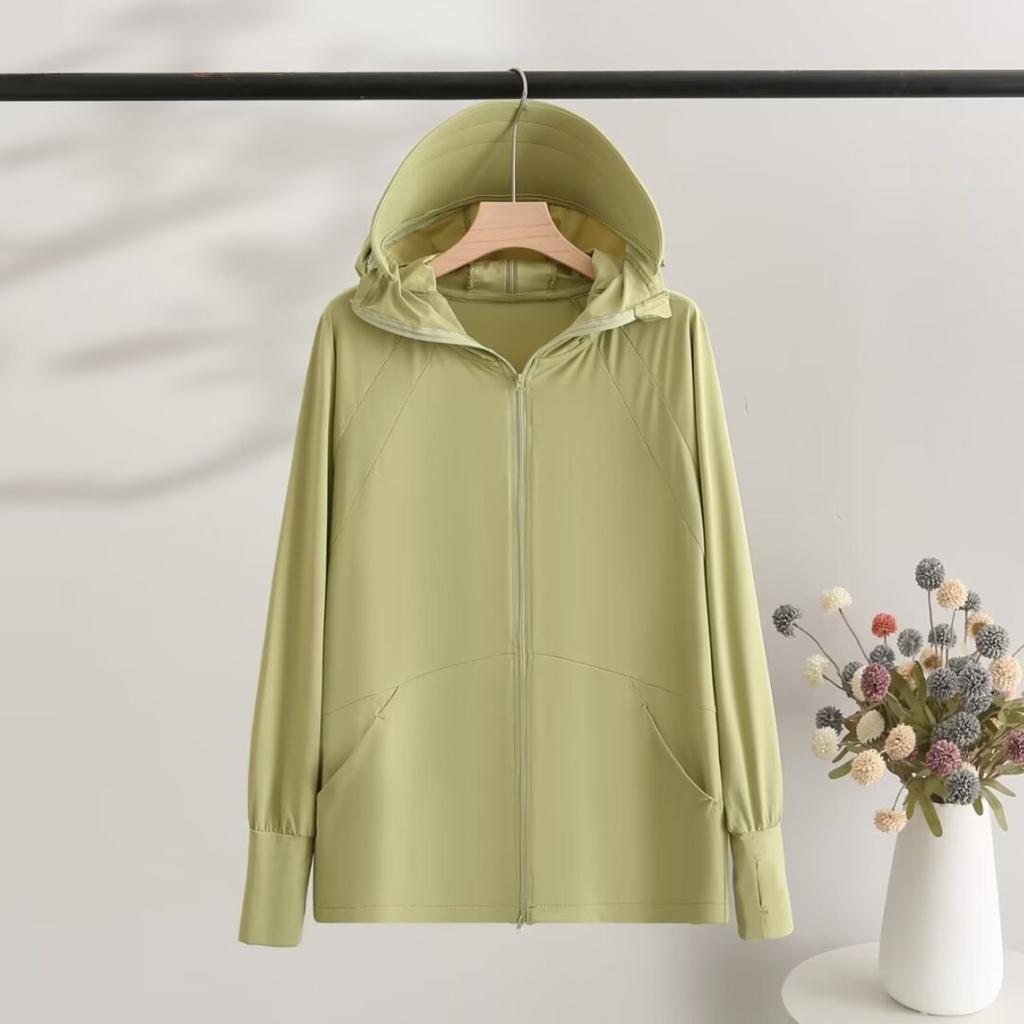 Damen Kapuzen-Langarm-Sonnenschutzkleidung Lockere Passform Lässiger Sommer-Mantel