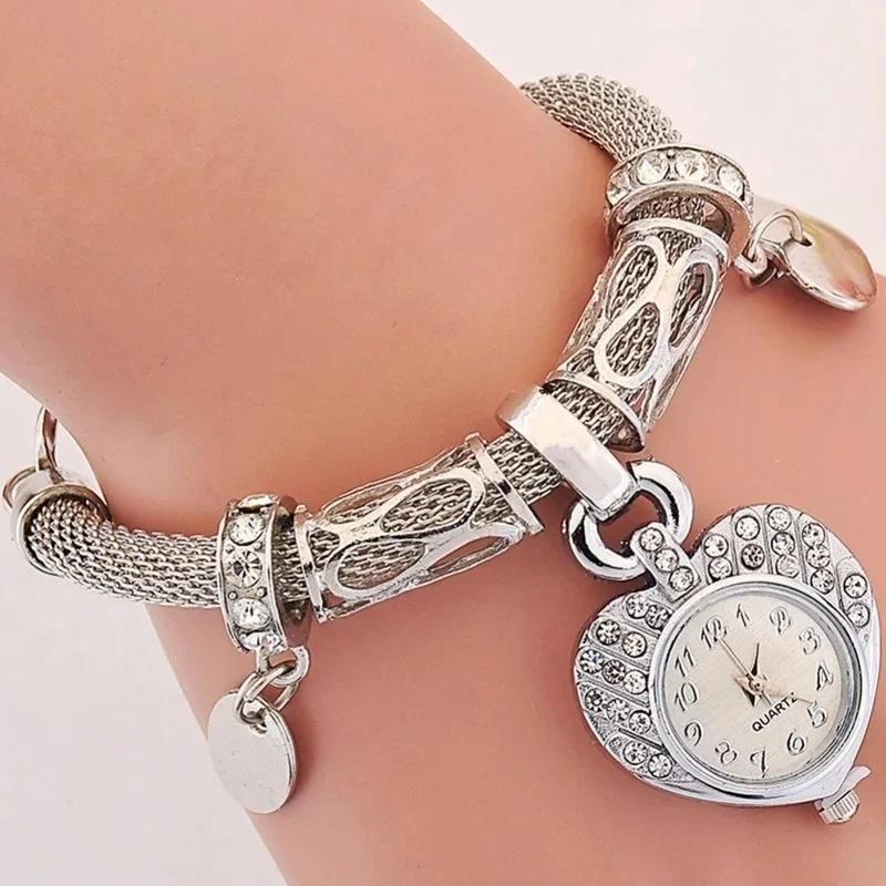 Fashionable Trend Versatile Business Luxurious Diamond Inlay Starry Sky Elegant Quartz Watch Set with Diamond Inlay