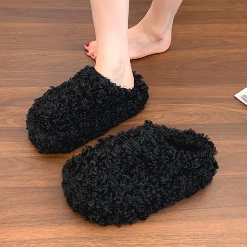 

Модные балетки Пушистые тапочки Женская мода Уютная мягкая обувь 2025 Зима Новая Повседневная женская обувь Дизайнерские Классические Zapatillas De Mujer 40 чёрный