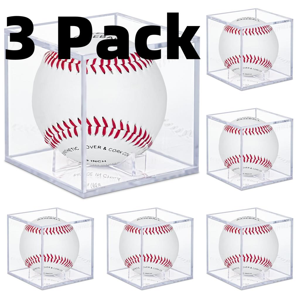 6 Pack Baseball Display Case,Baseball acrylic storage box, Autographed Baseball Clear Display Case Cube, Baseball Display Case