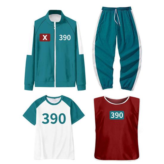 4 Pcs/Set Korean Game Cosplay Costume Squid Series Tracksuit Sweatshirt Jacket Pants