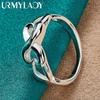 URMYLADY 925 Sterling Silver Double Heart 7-10 Ring For Women Fashion Charm Jewelry