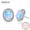 Oval Natural Opal Stone Stud Earrings For Women 925 Sterling Silver Vintage Femme Gemstone Fine Jewelry Brincos de Prata