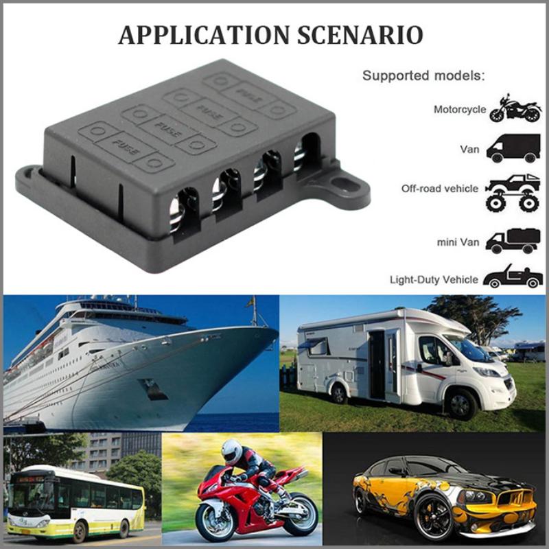 4-Way Fuse Block Heavy Duty 4-Circuit Midi Anl Fuse Holder With Cover Automotive Power Distribution Box For Car Boat Rv Truck