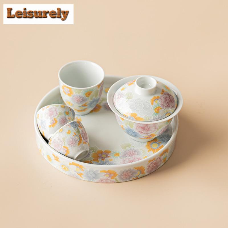 Stacked Material Flower Antique Glaze Tea Set Complete Set Vintage Tea Ceremony Set Teapot And Tea Cup Set Tableware Accessories