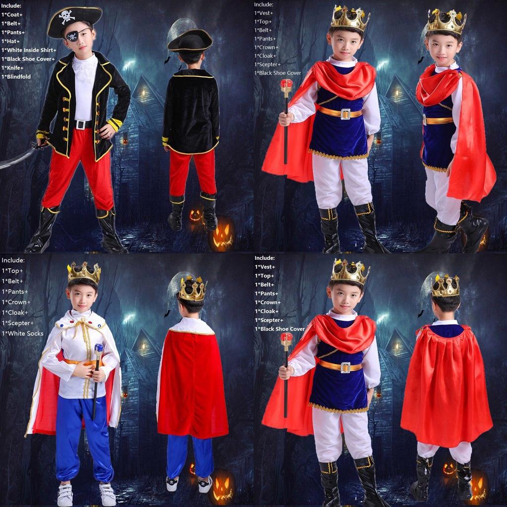 Kids Pirate Costume Boys Buccaneer Prince Cosplay Halloween Clothes King