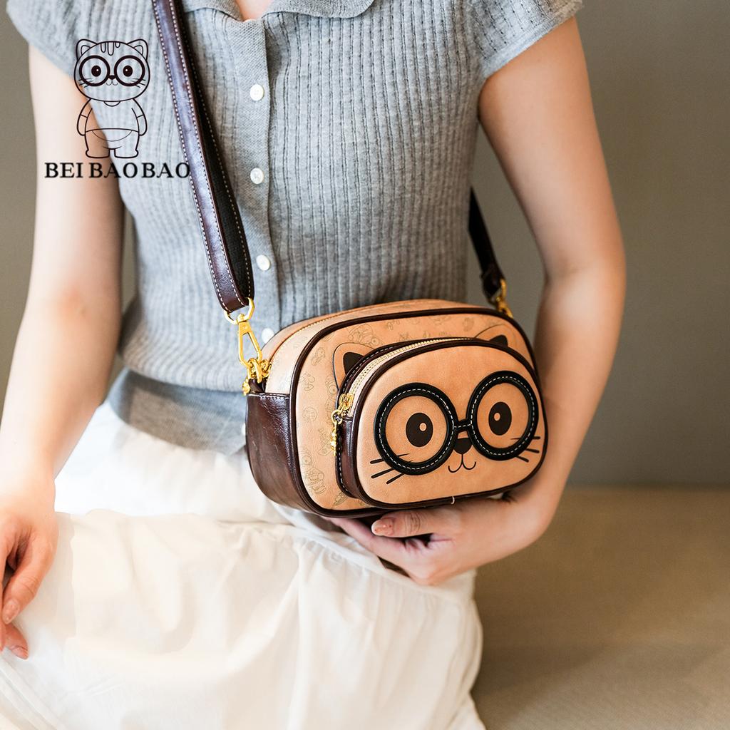 New Niche Design Cartoon Cat Small Round Bag Cute and Fashionable Crossbody Shoulder Bag