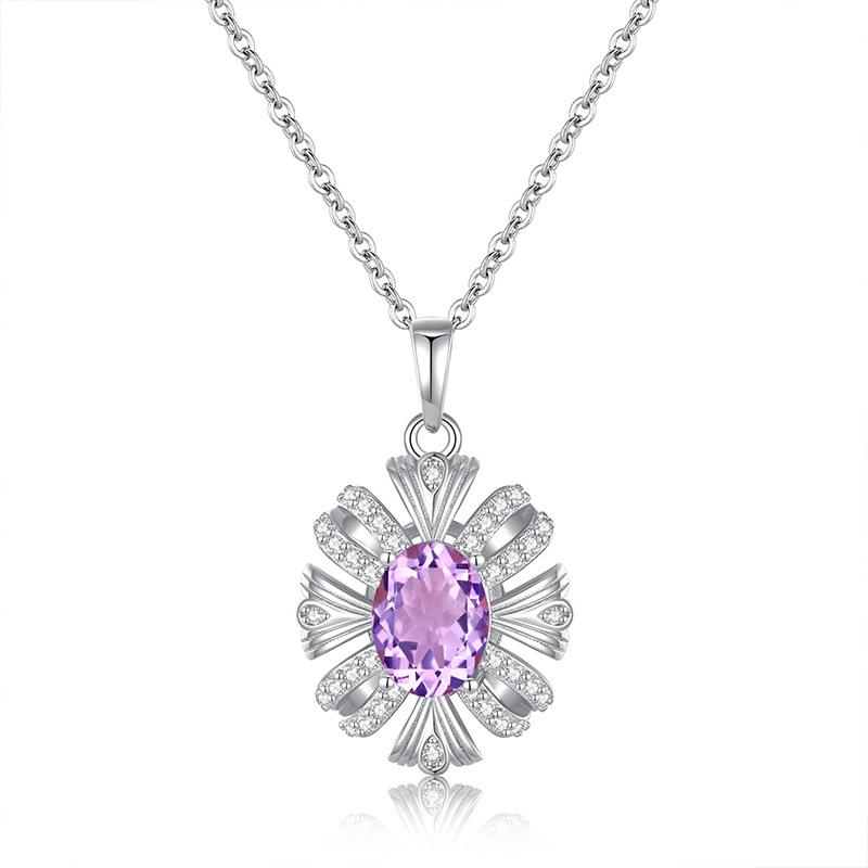 

S925 sterling silver European and American necklace women s versatile niche design sense natural crystal stone pendant high sense