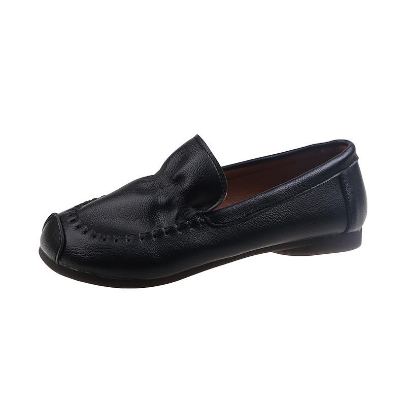 

Soft leather Doudou shoes flat single shoes women s autumn new trendy low-heeled small leather shoes Doudou loafers 35 чёрный