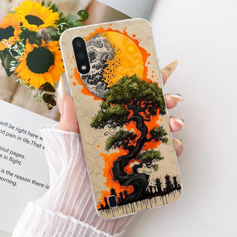 For Samsung Galaxy A01 Case SM-A015F Luxury Butterfly Tree Painted Cover Soft Silicone Case For Samsung A01 M 01 Galaxy M01 Bags