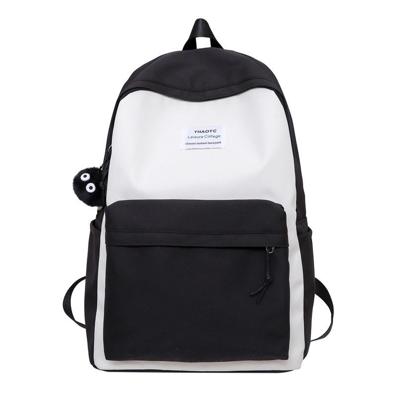 

Жіночий кольоровий контрастний рюкзак великої місткості Студентський портфель чорний