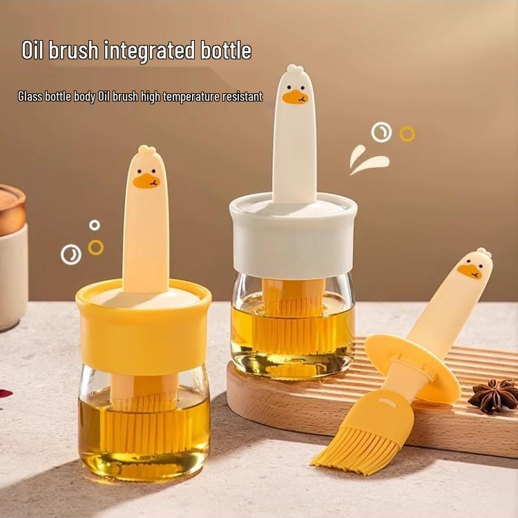 5 Yuan Newcomer Discount: Heat-Resistant Glass Oil Bottle with Silicone Brush for Home Baking & BBQ