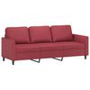 3 Seater Sofa with Ottoman Wine Red 180 cm Faux Leather