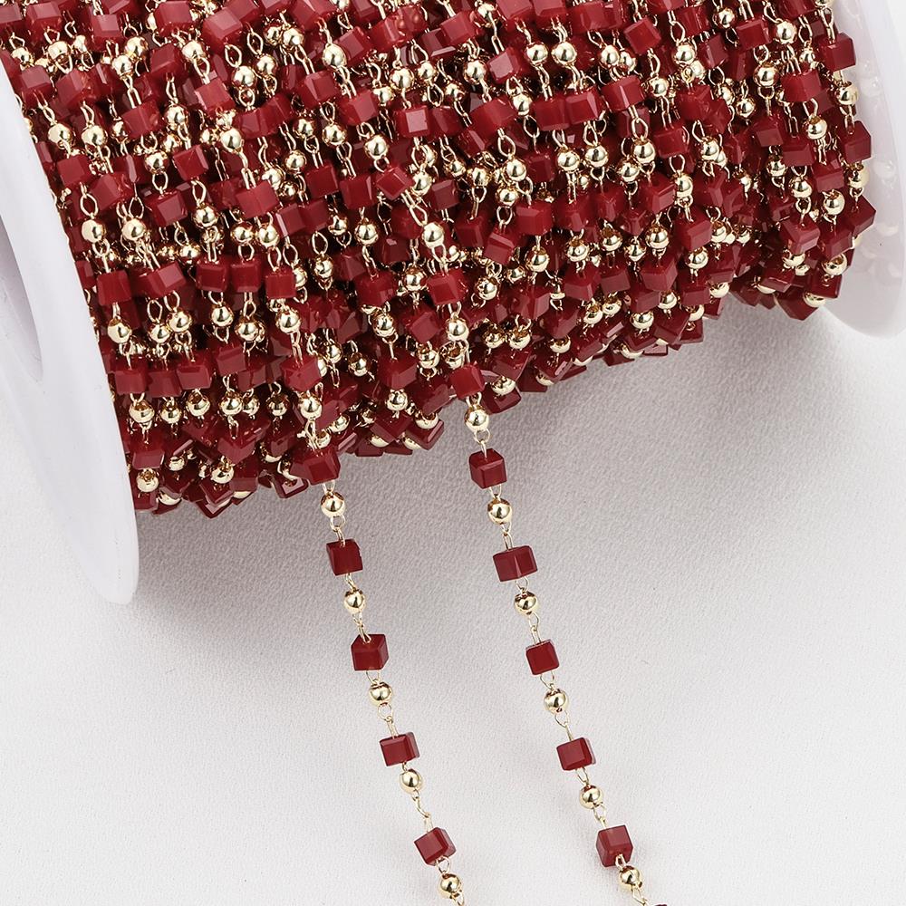 1Meter Crystal Cube Bead Chain Macaroon Colorful Bohemian Square Beads Chain for Necklace Bracelets Jewelry Making DIY