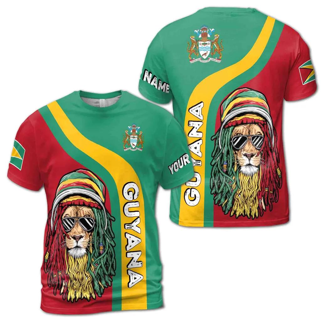 Fashion Guyana Flag Graphic T Shirts Maillot Football Summer Casual 3D Print Mens Sports Jersey Loose Quick Dry Breath Tees Tops