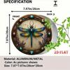 Vintage Dragonfly Metal Sign Round Aluminum Wall Art Rustic Farmhouse Garage Cafe Wildlife Decor