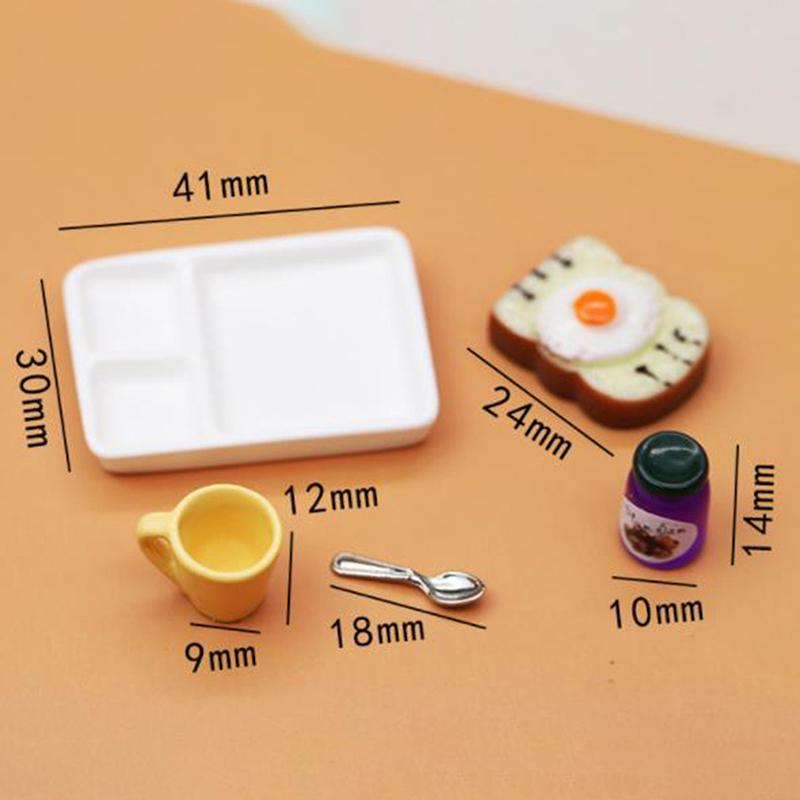 1/12 Dollhouse Miniature Toast And Jam Plate Set Decoration Accessories Toy
