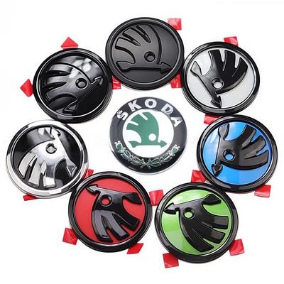 2025 New 1pcs 80mm 90mm ABS Car Emblem Badge Hood Front Rear Trunk Logo For Skoda Fabia 1 2 Octavia A7 RS Superb Rapid Yeti Karo