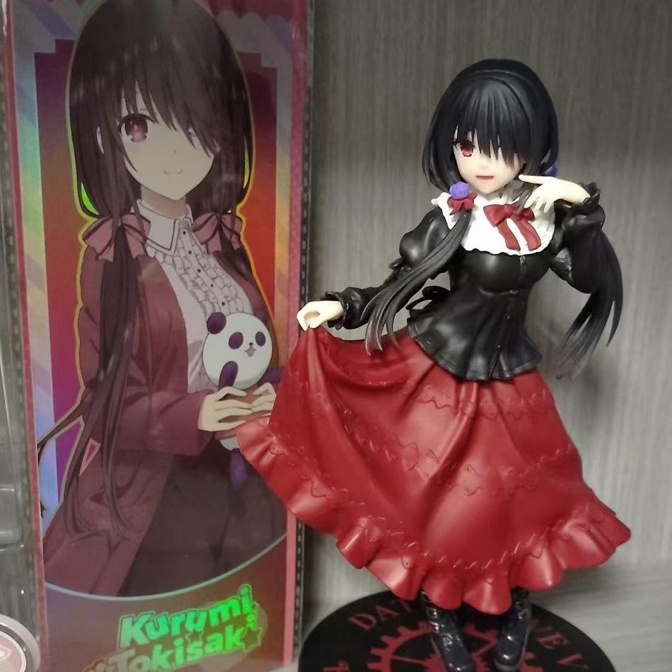 In stock 18CM Anime DATE A LIVE Tokisaki Kurumi Anime Figure Cute Girl Red Dress PVC Up Model Desk Ornament Collection Model Toy