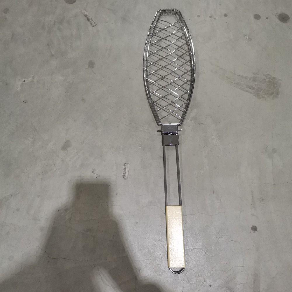 Stainless Steel Grilled Fish Net Folding Handle Grilled Fish Clip BBQ Tool Outdoor Barbecue