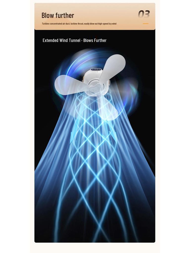 USB Rechargeable Ceiling Fan with Night Light & Remote Control for Dorms and Small Spaces