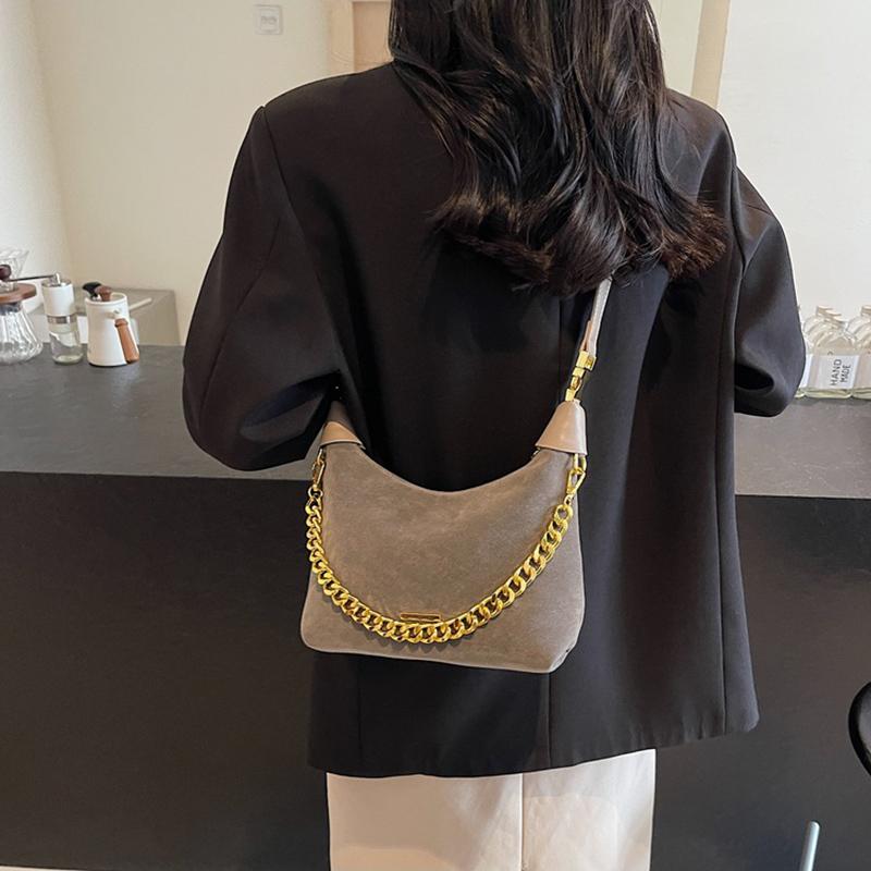 French Style Versatile Suede Handbag Women's Casual Crossbody Bag Retro Texture Single Shoulder Bag Neutral Minimalist Style