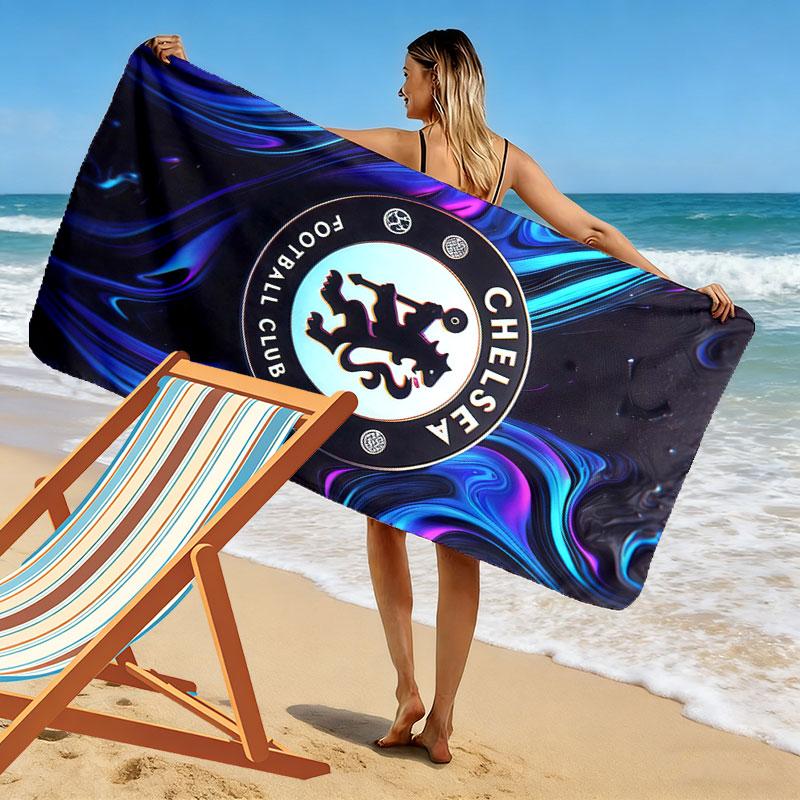 Chelsea FC Logo Aufdruck Strandtuch, Großes Weiches Schnelltrocknendes Handtuch für Strand Camping Schwimmen