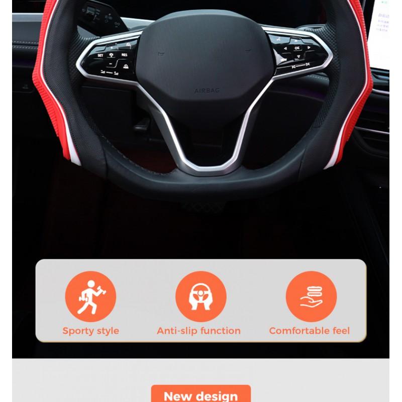 Universal Sport Steering Wheel Cover 38cm Silicone Grip With Massage Bumps Breathable Synthetic Leather All-Season Car Accessory